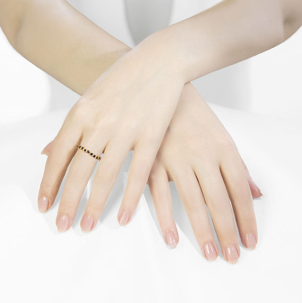 Oscura Black Onyx and Gold Stacking Eternity Ring