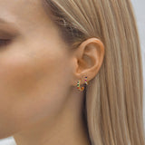Shanti Gold & Rainbow Gemstone Medium Huggie Hoops