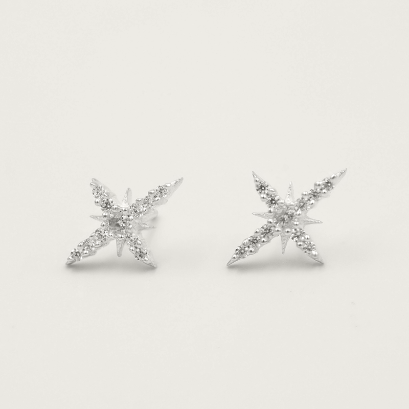 Taara 925 Sterling Silver and White Topaz Star Stud Earrings