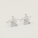 Hima 925 Sterling Silver, White Topaz Snowflake Stud Earrings