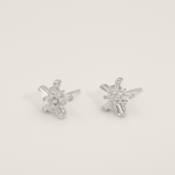 Hima 925 Sterling Silver, White Topaz Snowflake Stud Earrings