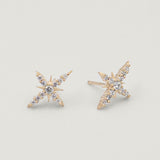Gold Starburst Pave White Topaz Earrings