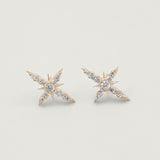 Gold Starburst Pave White Topaz Earrings
