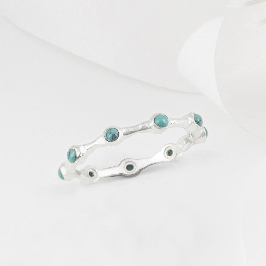 Aura Turquoise and Silver Eternity Ring Band