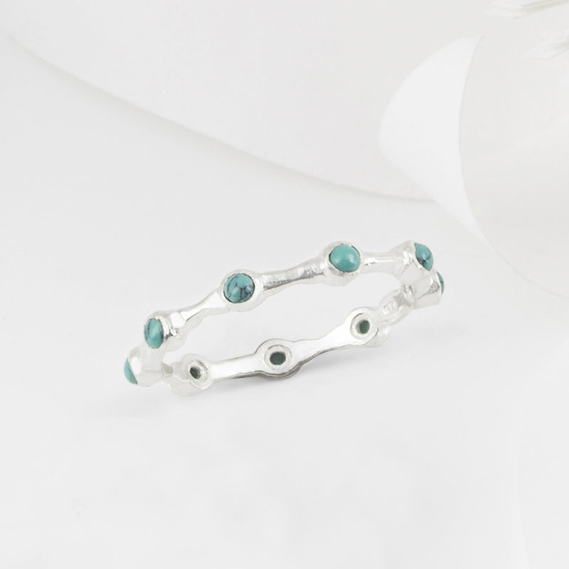 Aura Turquoise and Silver Eternity Ring Band