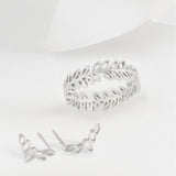 Flor Silver Olive Leaf Ring & Earring Set