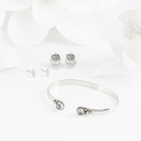Cascabel Silver Labradorite & Moonstone Earring & Bangle Set