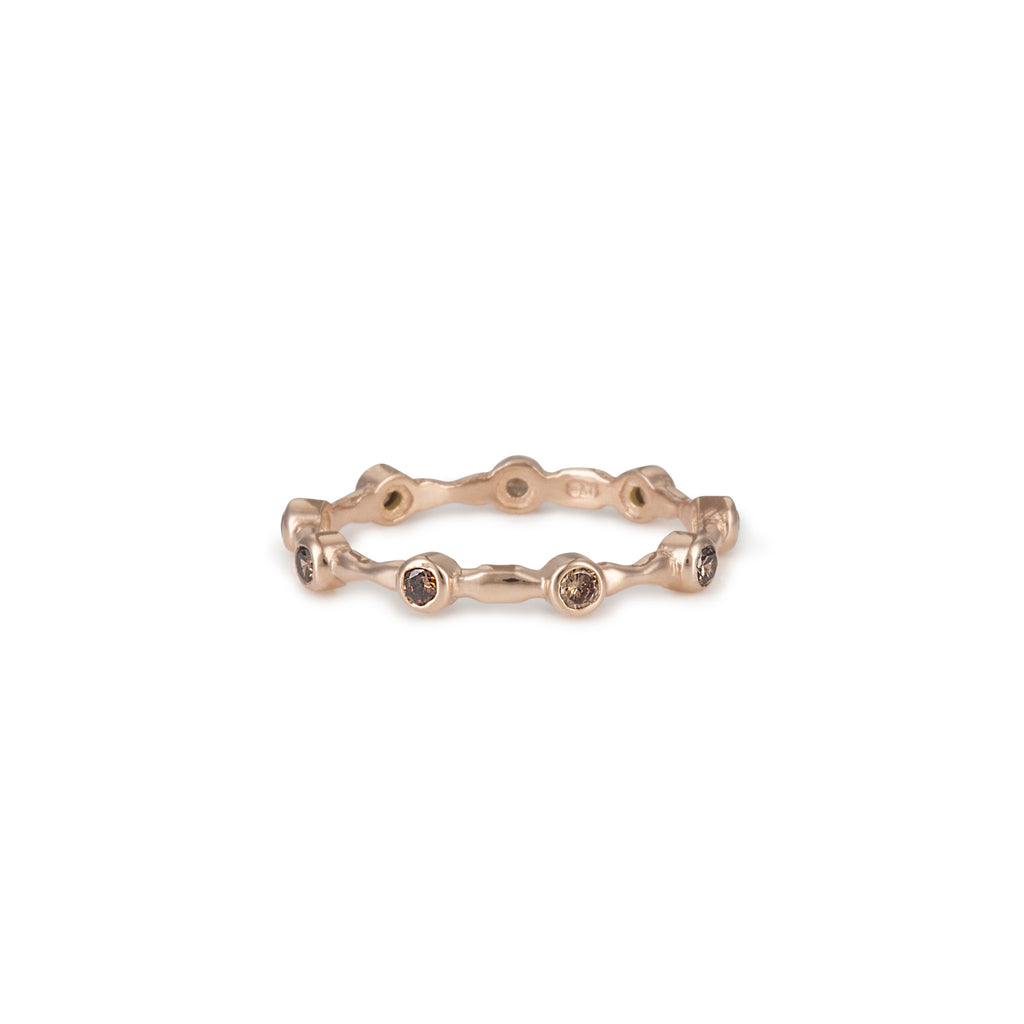 Aura Smokey Quartz and Rose Gold Eternity Ring Band