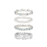 Aura Blue Topaz and Silver Eternity Ring Set