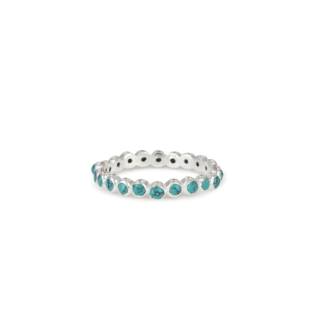 Estrella Turquoise & Silver Stacking Ring & Star Stud Earrings Set