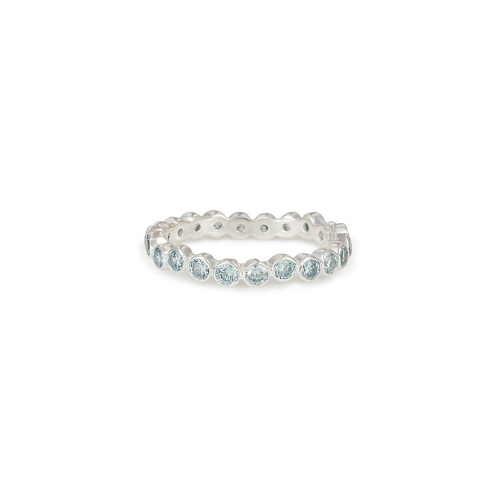 Oscura Blue Topaz and Silver Stacking Eternity Ring