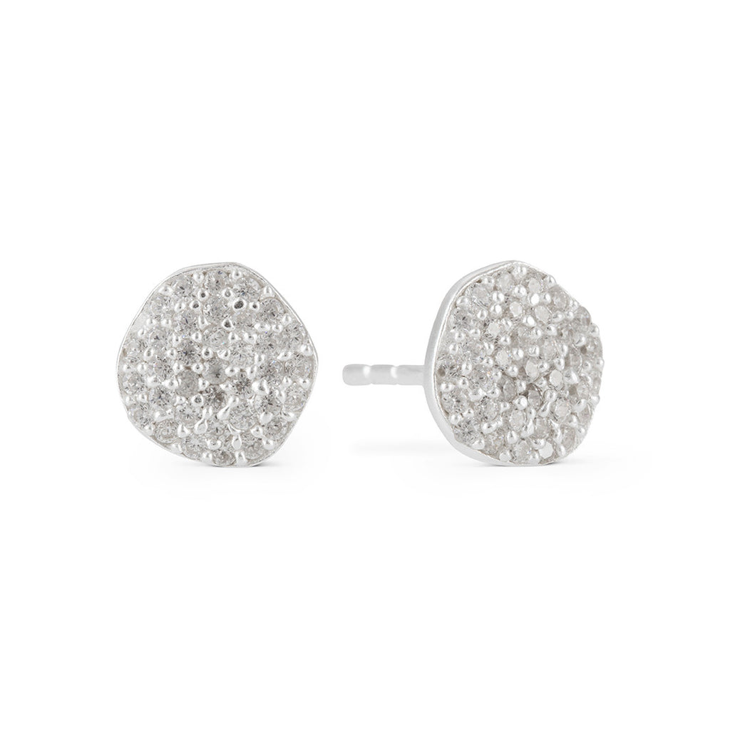 Cielo Rose Gold Pave Organic White Topaz Earrings