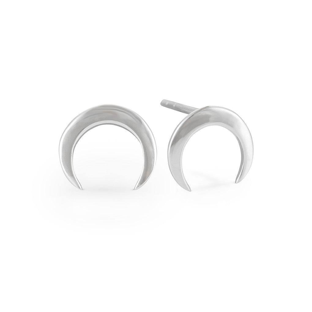 Luna Sterling Silver Horn Crescent Earrings