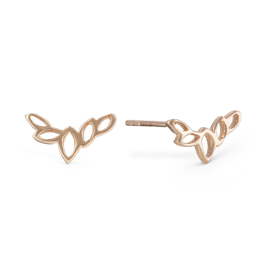 Flor Rose Gold Olive Leaf Ring & Earring Set
