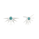 Estrella Silver Half Star Stud Earrings with Turquoise