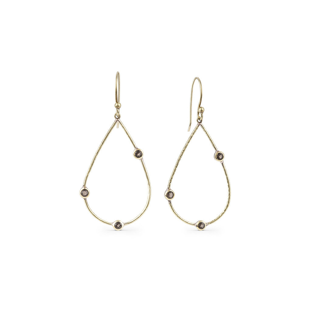 Soltar Gold and Smokey Quartz Chandelier Earrings