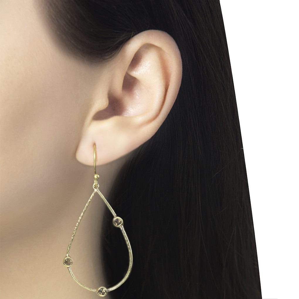 Soltar Gold and Smokey Quartz Chandelier Earrings