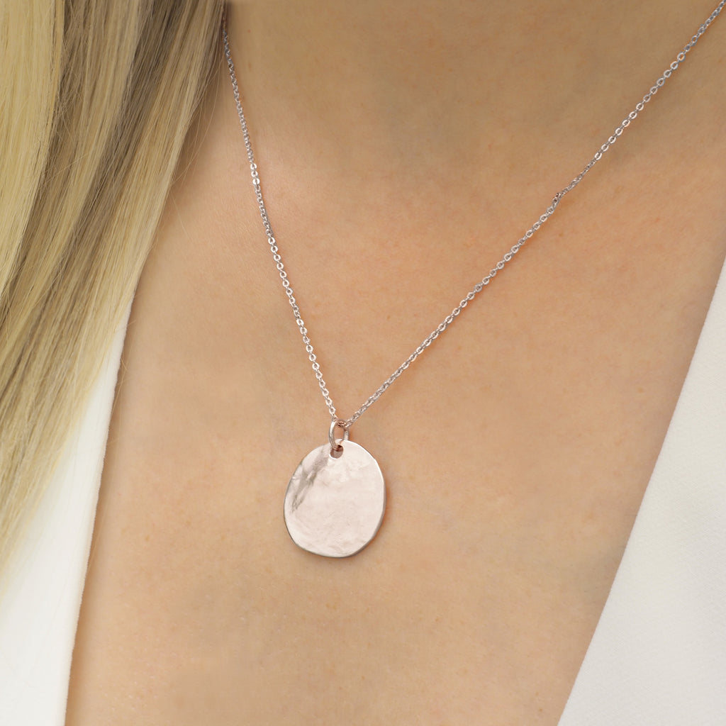 Austra Molten Silver Disk Necklace