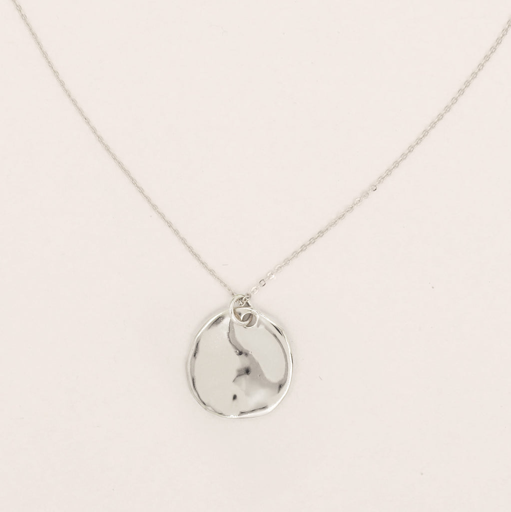 Austra Molten Silver Disk Necklace