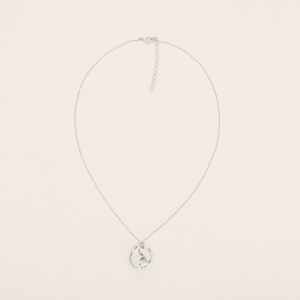 Austra Molten Silver Disk Necklace