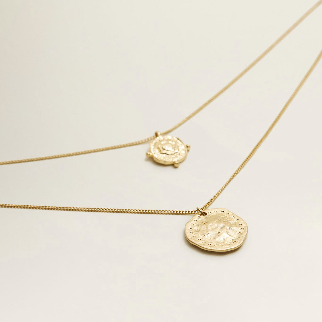 Athena Gold Coin Relic Double Chain Necklace