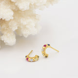 Shanti Gold & Rainbow Gemstone Medium Huggie Hoops