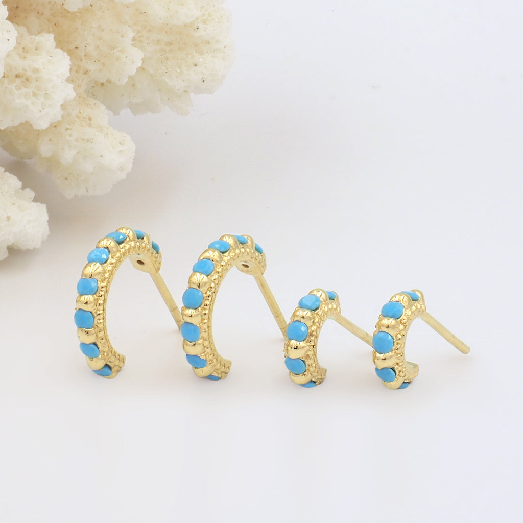 Shanti Gold & Turquoise Small Huggie Hoops