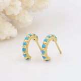 Shanti Gold & Turquoise Small Huggie Hoops