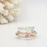 Aurora Silver, Rose Gold & Rose Quartz Spinning Ring