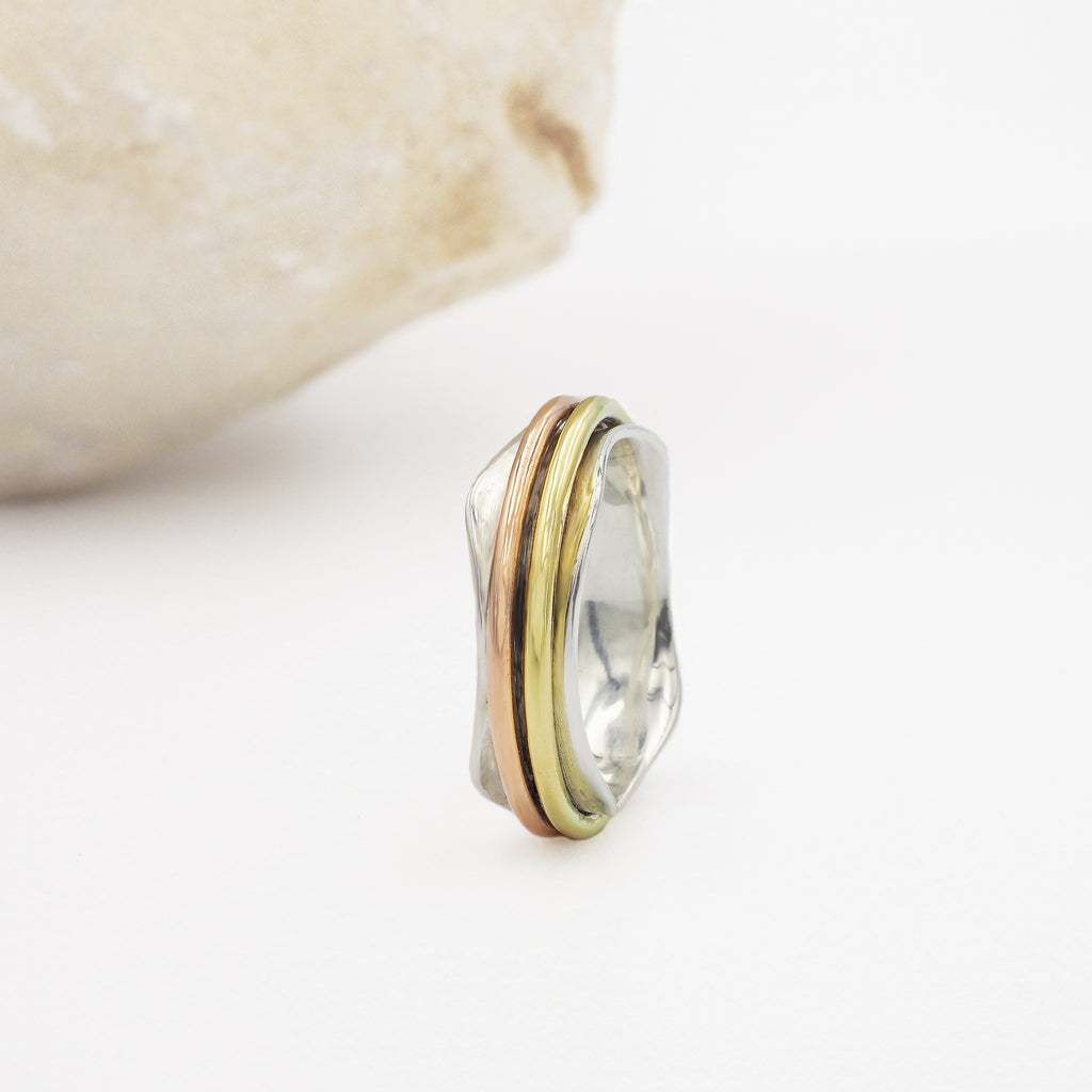 Sofia High Shine Mixed Metal & Sterling Silver Spinning Ring