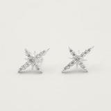 Silver Starburst Pave White Topaz Earrings