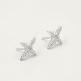 Silver Starburst Pave White Topaz Earrings