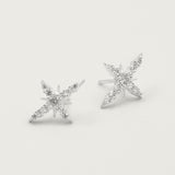 Silver Starburst Pave White Topaz Earrings