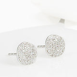 Cielo Silver Pave Organic White Topaz Earrings