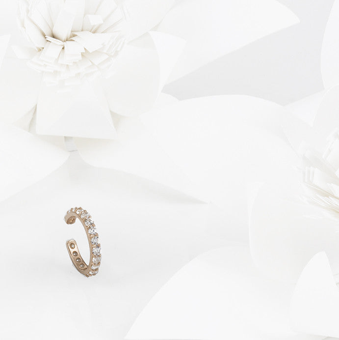 Stellar Rose Gold & White Topaz Ear Cuff