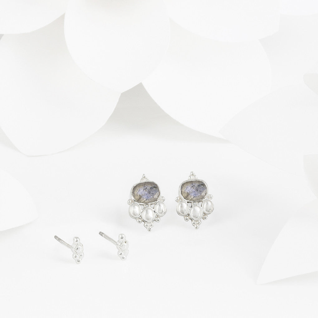 Cascabel Miniature Silver Boho Stud Earrings