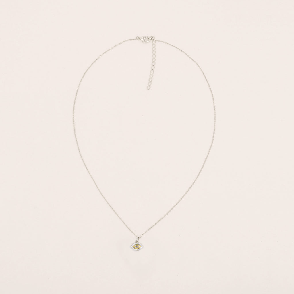 Oculus Mini Evil Eye Labradorite & White Topaz Necklace