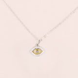 Oculus Mini Evil Eye Labradorite & White Topaz Necklace