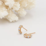 Tiny, Mini 18k Rose Gold Plated & White Topaz Molten 5mm Huggie Hoop Earrings
