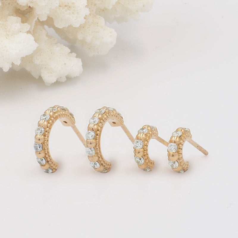 Shanti Rose Gold & White Topaz Huggie Set