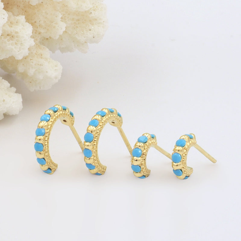 Shanti Gold & Turquoise Huggie Set
