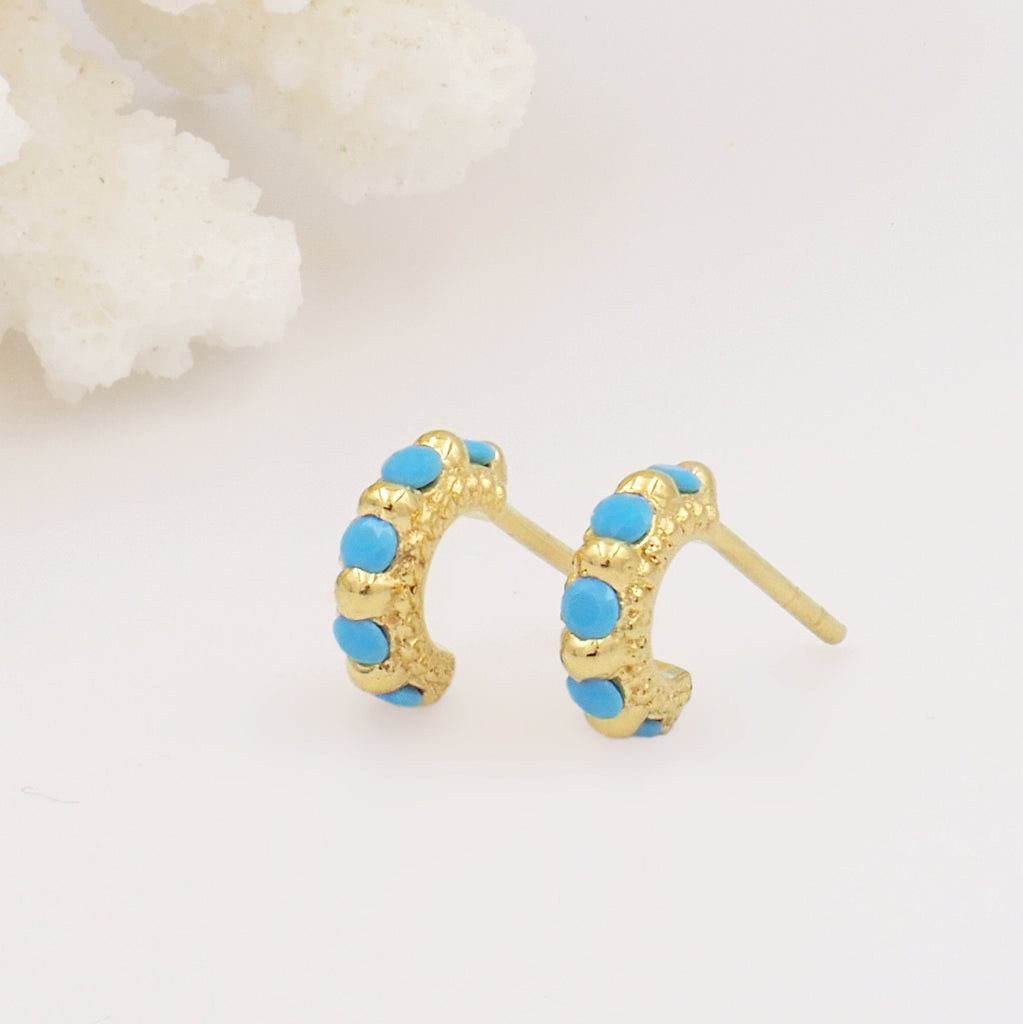 Shanti Gold & Turquoise Huggie Set