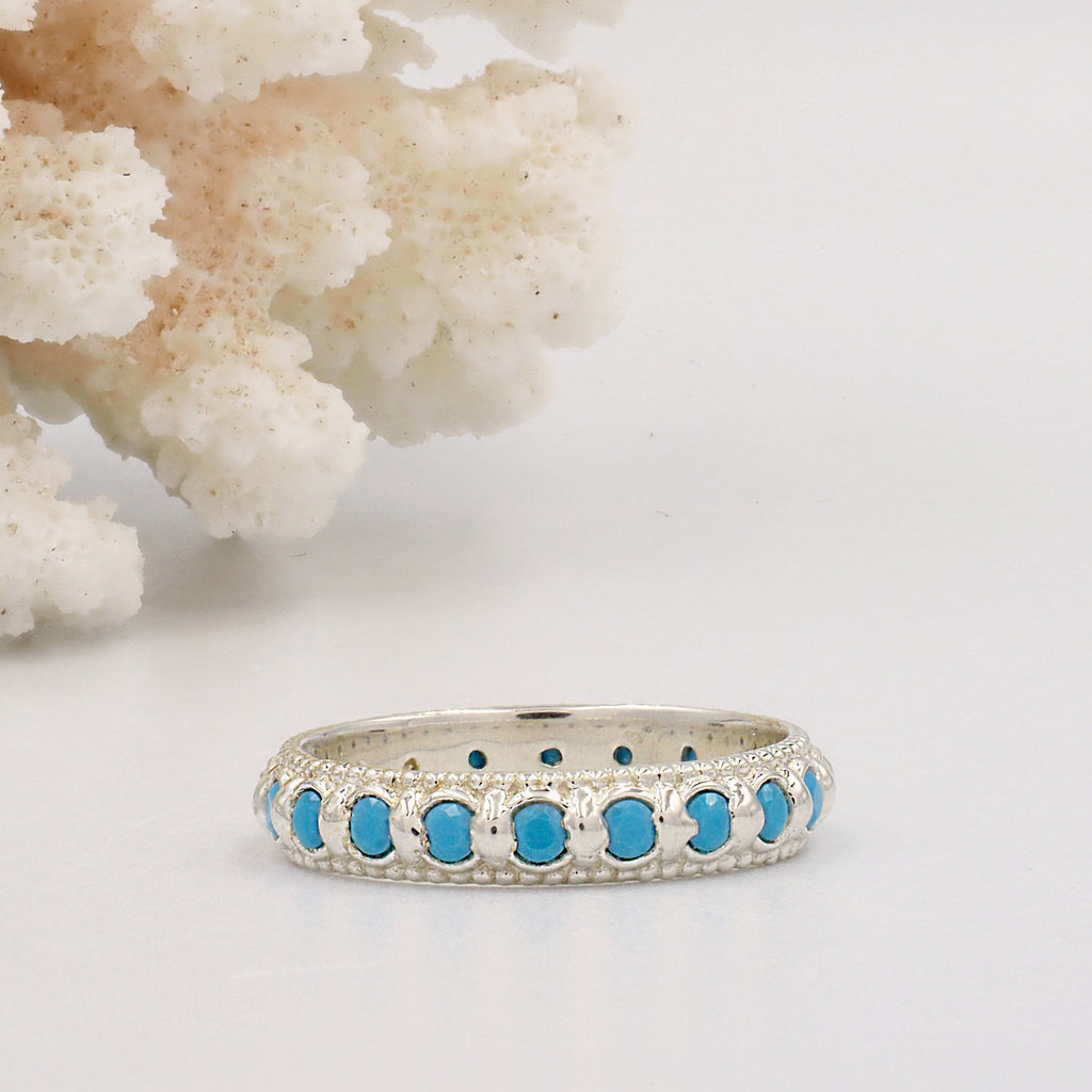 Elia Turquoise & Silver Stacking Eternity Ring Band