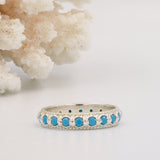 Elia Turquoise & Silver Stacking Eternity Ring Band