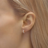 Tiny, Mini 18k Rose Gold Plated & White Topaz Molten 5mm Huggie Hoop Earrings