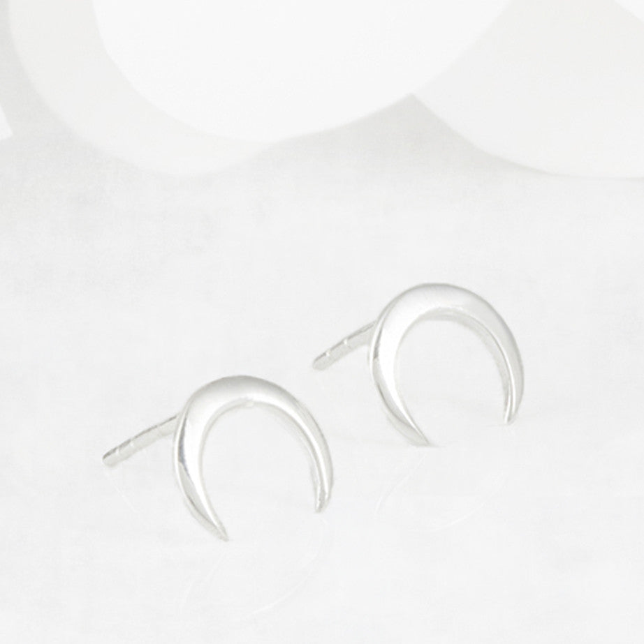 Luna Sterling Silver Horn Crescent Earrings
