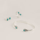 Azul Silver & Turquoise Earrings, Ring & Bangle Set