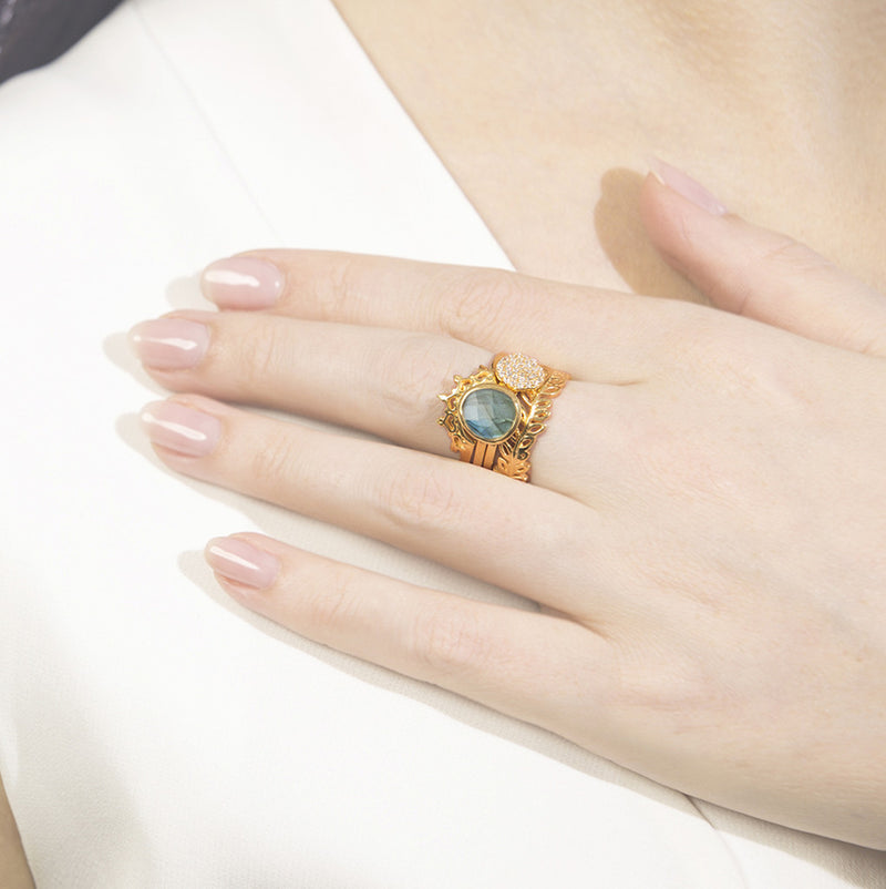 Indo Gold Halo Nesting Ring Set