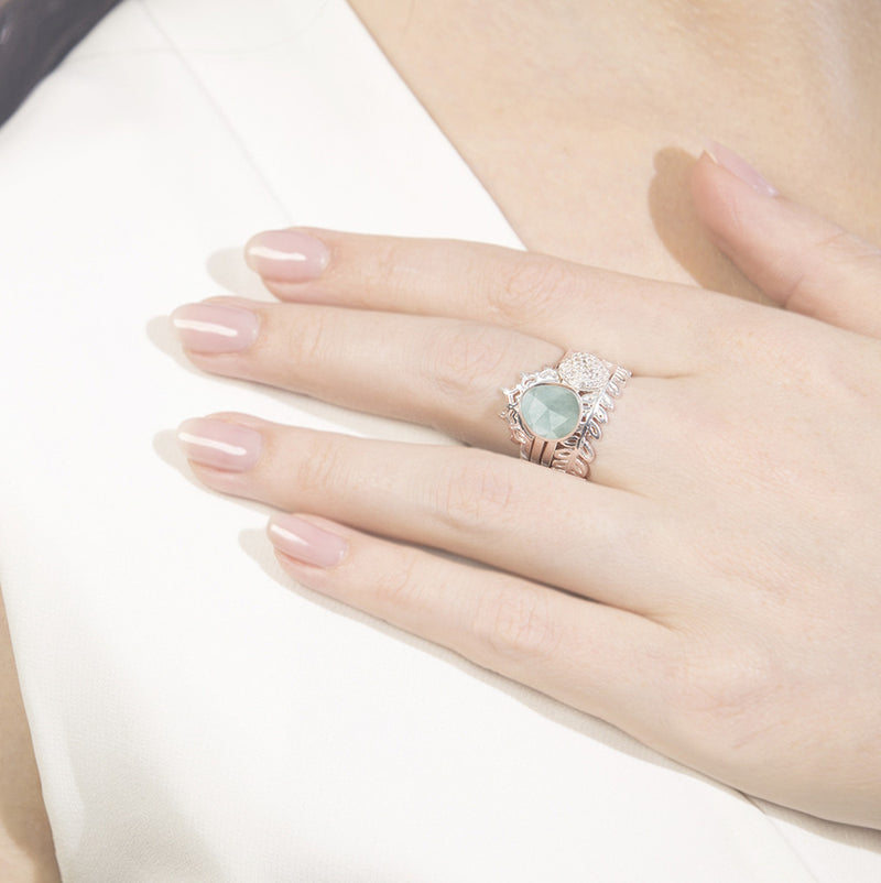 Indo Silver Halo Nesting Ring Set