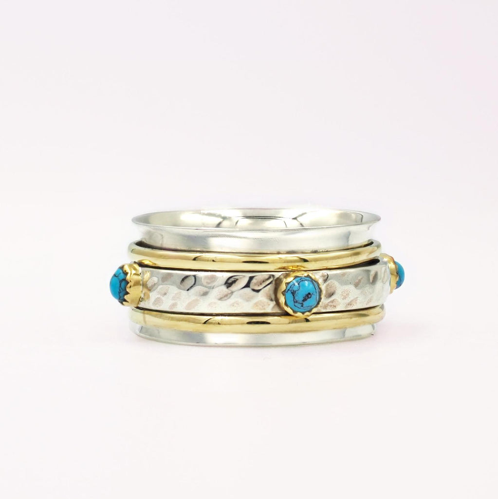 Aia Silver & Gold Turquoise Spinning Ring